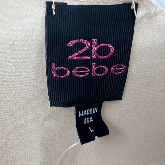 2B Bebe Womens L Sleeveless Sequin Chiffon Top Gold Blouse - Picture 6 of 9